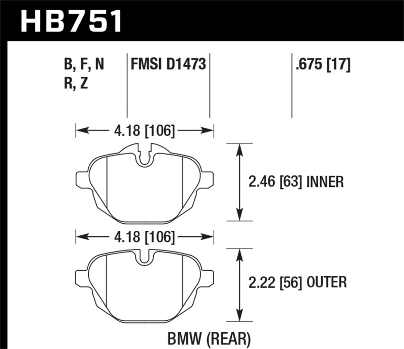 BMW X3 Brake Pads - Rear - Hawk Performance - HP Plus - `11-`16